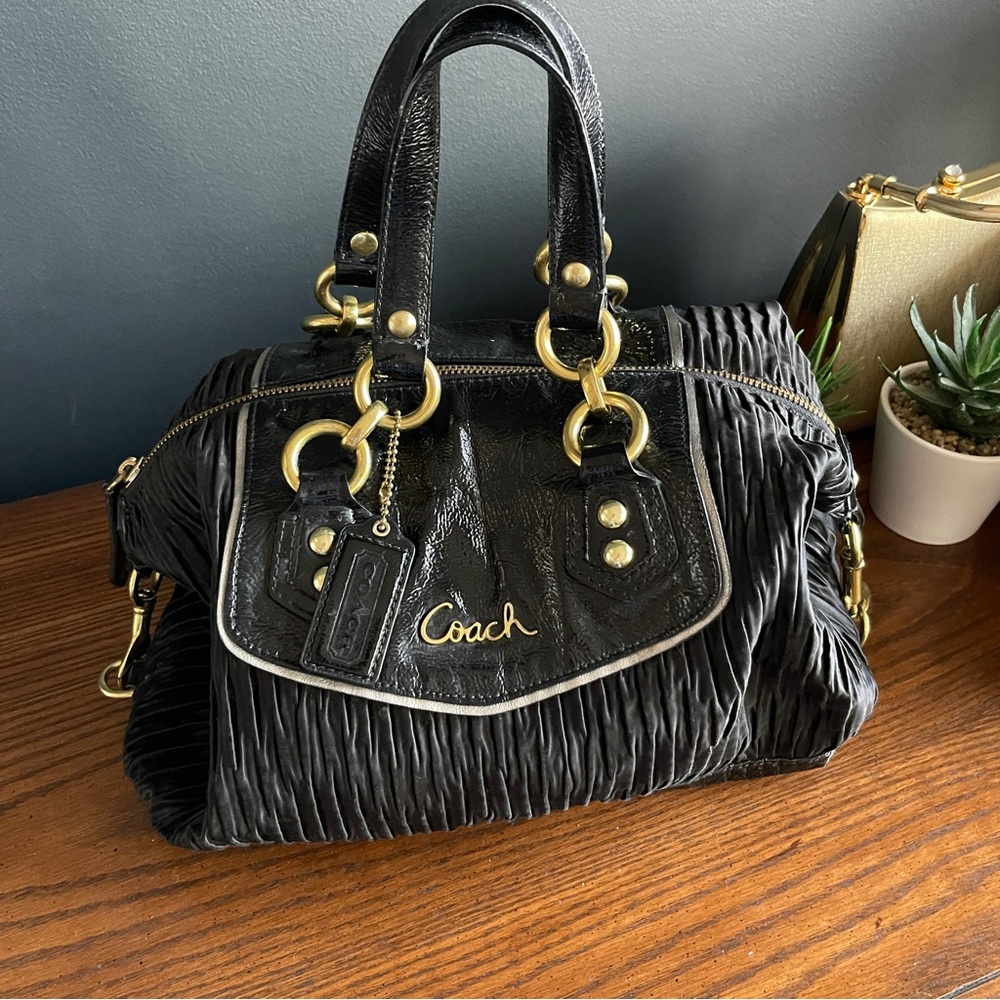 Beautiful COACH Black and Gold Accessories Canvas Purse - Picture 4 of 10